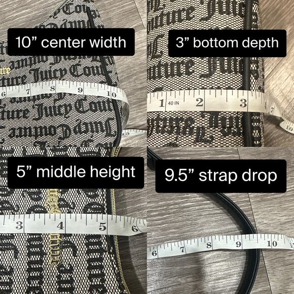 Juicy Couture Monogram Black Gothic Script Fishnet Print Mini Shoulder Bag Y2K - Picture 10 of 10